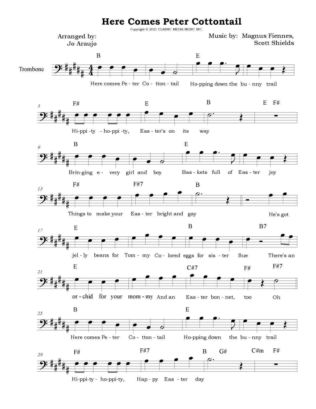 Here Comes Peter Cottontail (arr. Jo Araujo)