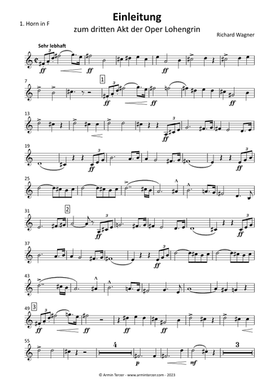 Lohengrin Prelude to Act 3 - transposed horn parts (1-4) (arr. Armin Terzer)
