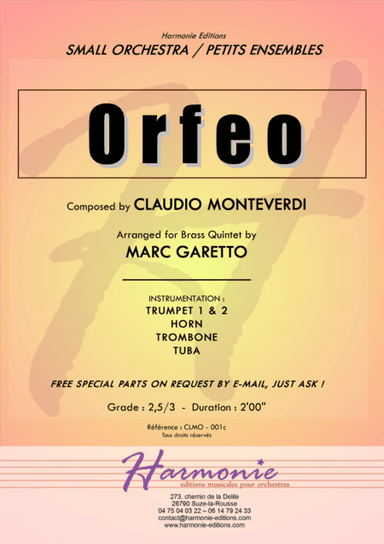 ORFEO Overture (Toccata + Adagio) Claudio MONTEVERDI - "2016 Chamber Music Contest Entry" (arr. Marc GARETTO)
