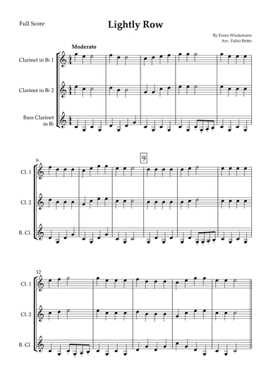 Lightly Row for Clarinet Trio (arr. Fabio Britto)