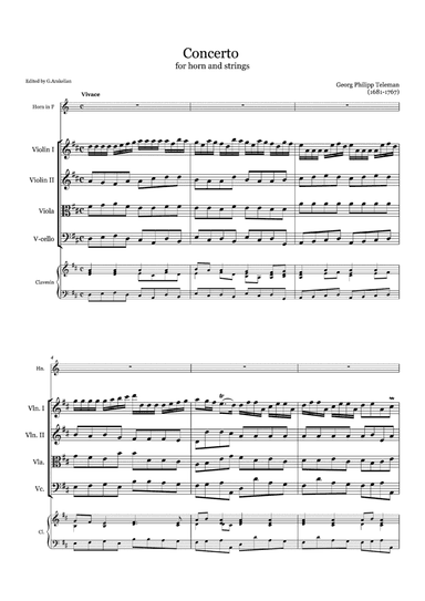 Georg Philipp Telemann. Horn Concerto (arr. Grigor Arakelian)