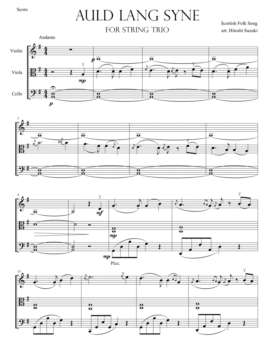 Auld Lang Syne for String Trio (arr. Hitoshi Suzuki)
