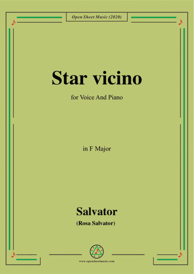 Rosa-Star vicino,in F Major,for Voice and Piano (arr. MSM)