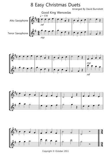 8 Easy Christmas Duets for Alto And Tenor Saxophone (arr. David Burndrett)