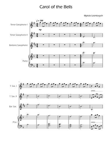 Carol of the Bells - Sax Trio w/ Piano (arr. Ygor Nunes)