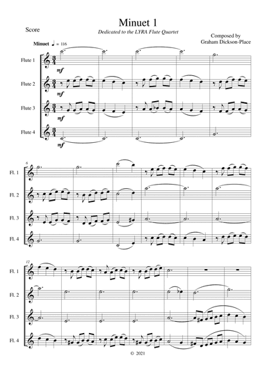 Minuet 1 - Flute Quartet - An original composition by Graham Dickson-Place