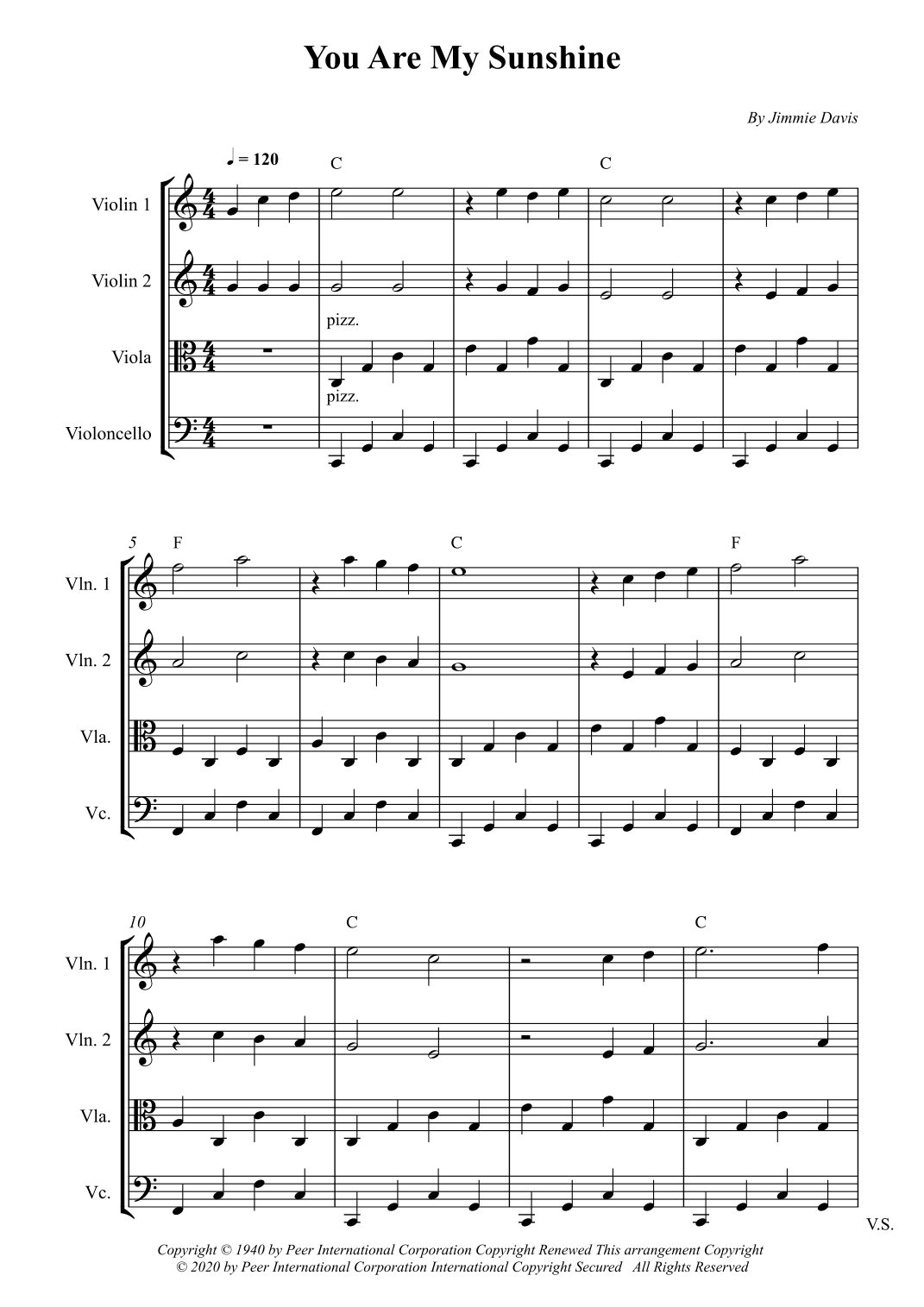 You Are My Sunshine (arr. Wesley S. SIlva)