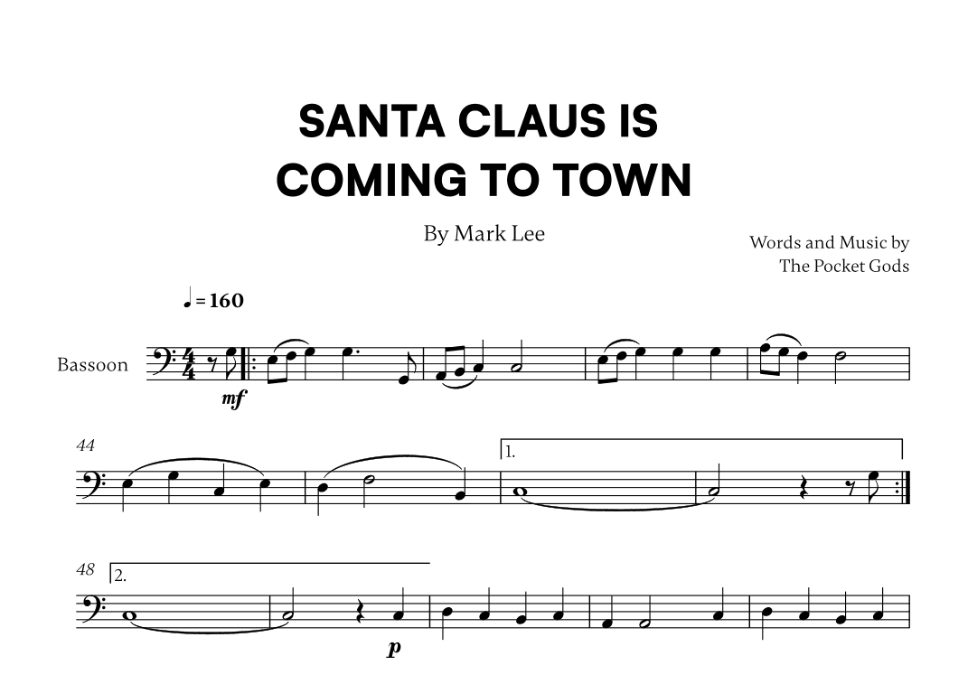 Santa Claus Is Coming To Town (arr. Cadenza Editions)