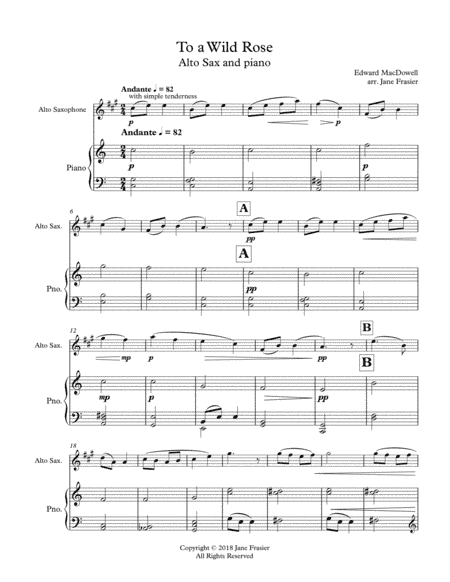 To a Wild Rose (arr. Jane Frasier)