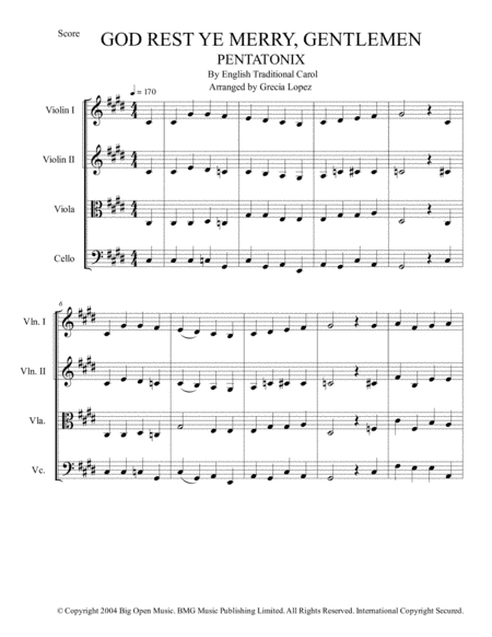 God Rest Ye Merry, Gentlemen - Pentatonix - Strings Quartet (arr. Gre Lopez)