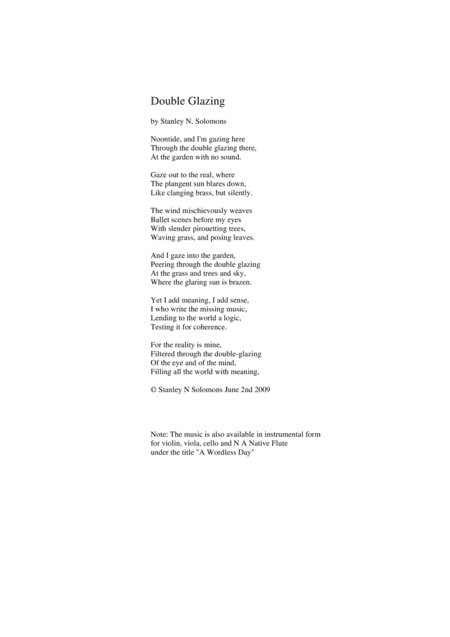 Double Glazing for North American Native flute and men's voices (tenor, baritone, bass)