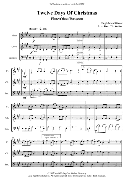 Twelve Days Of Christmas (arr. Gert Th. Walter)