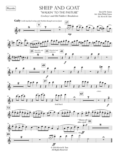 Sheep and Goat "Walkin' to the Pasture" - Instrumental Parts (arr. Kevin R. Tam)