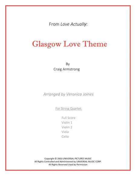 Glasgow Love Theme (arr. Veronica Joines)