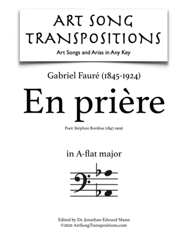 FAURÉ: En prière (transposed to A-flat major, bass clef) (arr. ArtSongTranspositions.com)