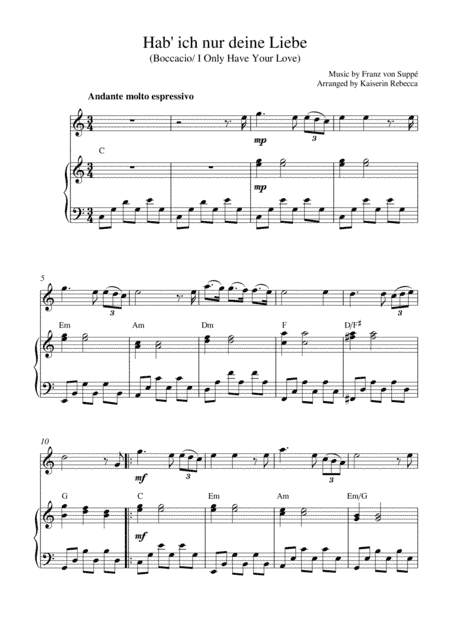 Hab' ich nur deine Liebe (Boccacio/ I Only Have Your Love) (arr. Kaiserin Rebecca)