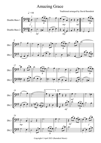 Amazing Grace for Double Bass Duet (arr. David Burndrett)