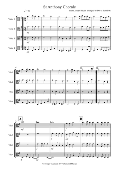 St Anthony Chorale for Viola Quartet (arr. David Burndrett)