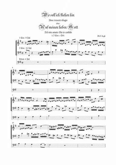 BACH J.S. - Wo soll ich - Auf meinen lieben Gott - BWV 646 - For Organ 3 staff (arr. Marcello Meneguzzo)