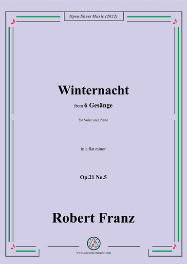 Franz-Winternacht,in e flat minor,Op.21 No.5,for Voice and Piano (arr. OSM Press)