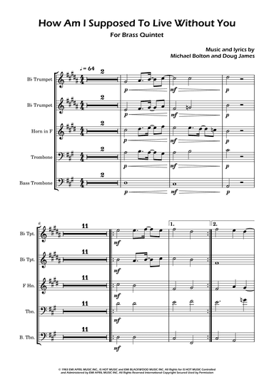 How Am I Supposed To Live Without You (arr. David Lartey)