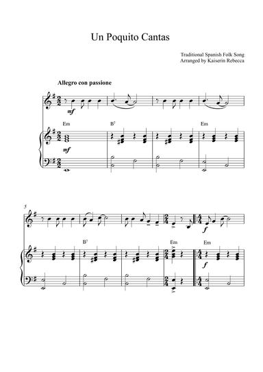 Un Poquito Cantas (arr. Kaiserin Rebecca)