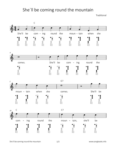 She‘ll be coming round the mountain (arr. songbooks.info)