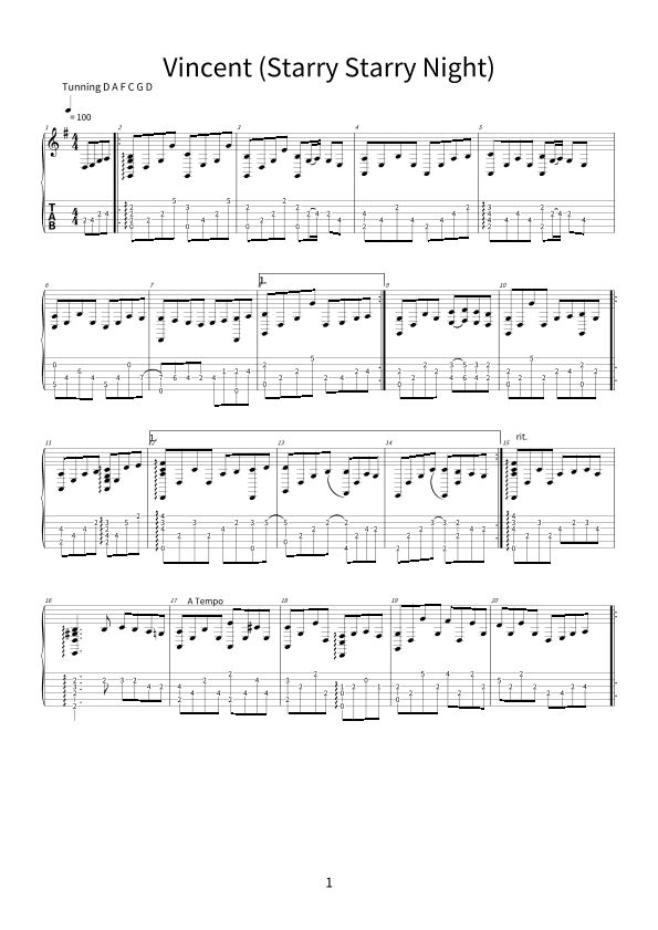 Vincent (starry Starry Night) (arr. lkh)
