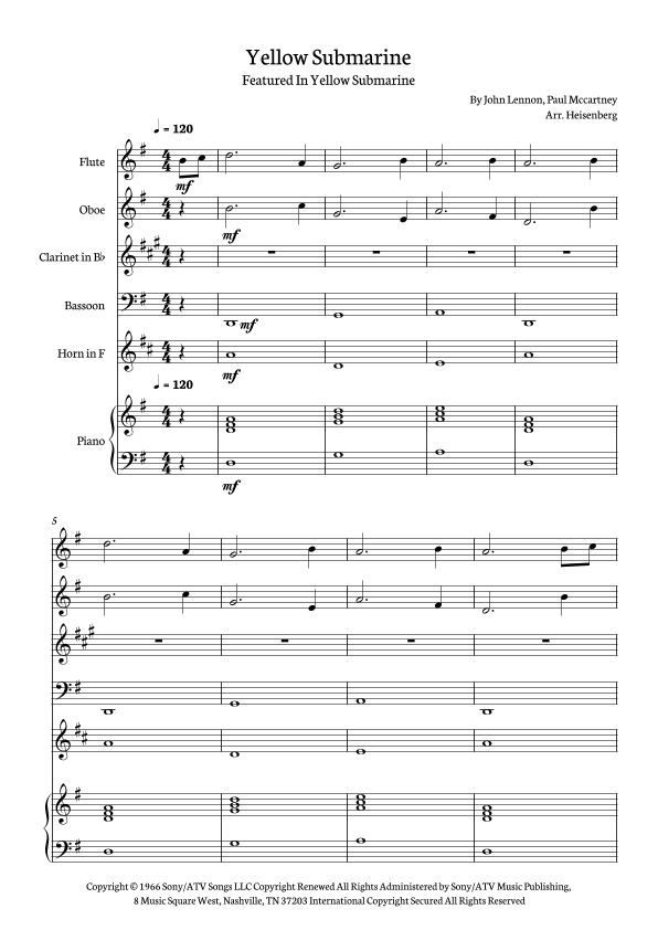 Yellow Submarine (arr. Heisenberg)