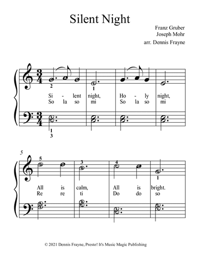 Silent Night (big alpha note notation) (arr. Dennis Frayne)