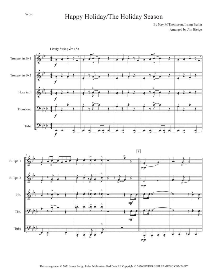 Happy Holiday / The Holiday Season (arr. Jim Bicigo)