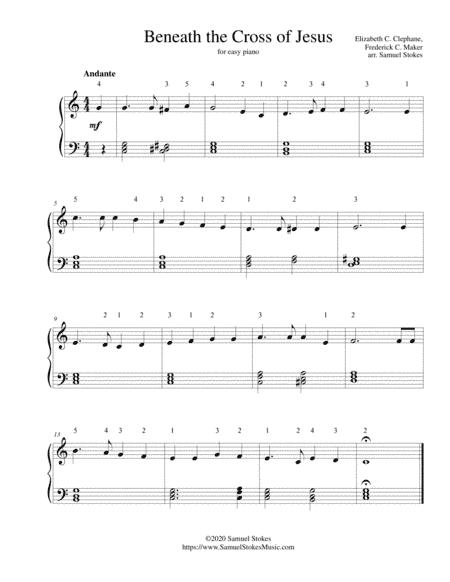 Beneath the Cross of Jesus - for easy piano (arr. Samuel Stokes)
