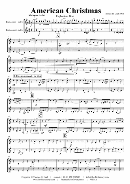 American Christmas - Mash up Rondo of best Christmas Songs - Euphonium Duet (arr. Thomas H. Graf)