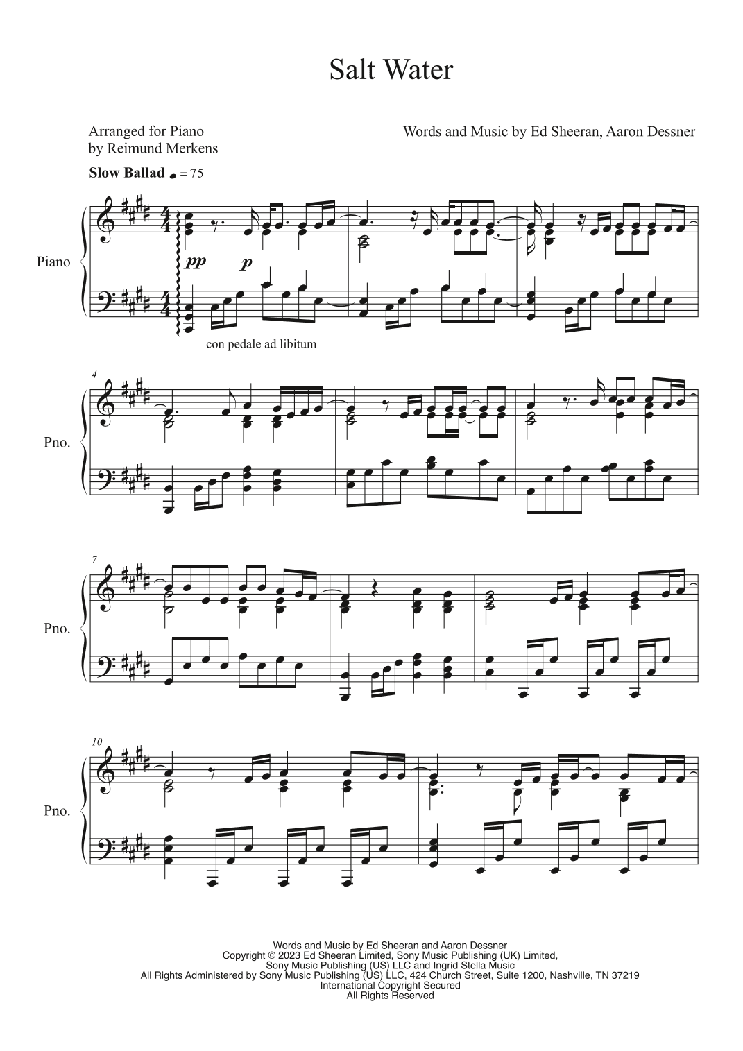 Salt Water (arr. Reimund Merkens)
