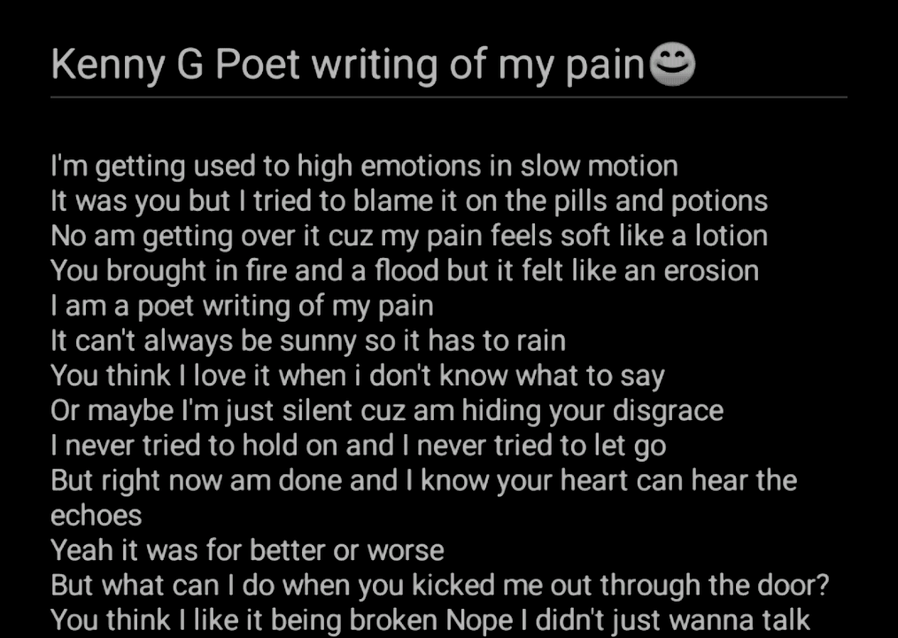 Poet writing of my pain