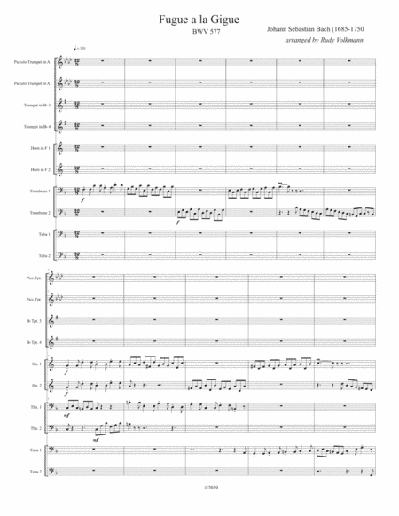 Fugue a la Gigue arr. for Double Brass Quintet (arr. Rudy Volkmann)