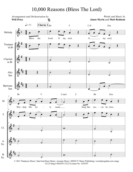10,000 Reasons (Bless The Lord) (arr. Will Price)