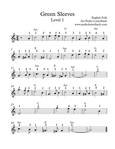 Green Sleeves (arr. Pedro Lutterbach)