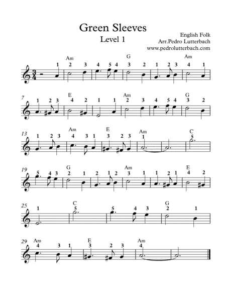 Green Sleeves (arr. Pedro Lutterbach)
