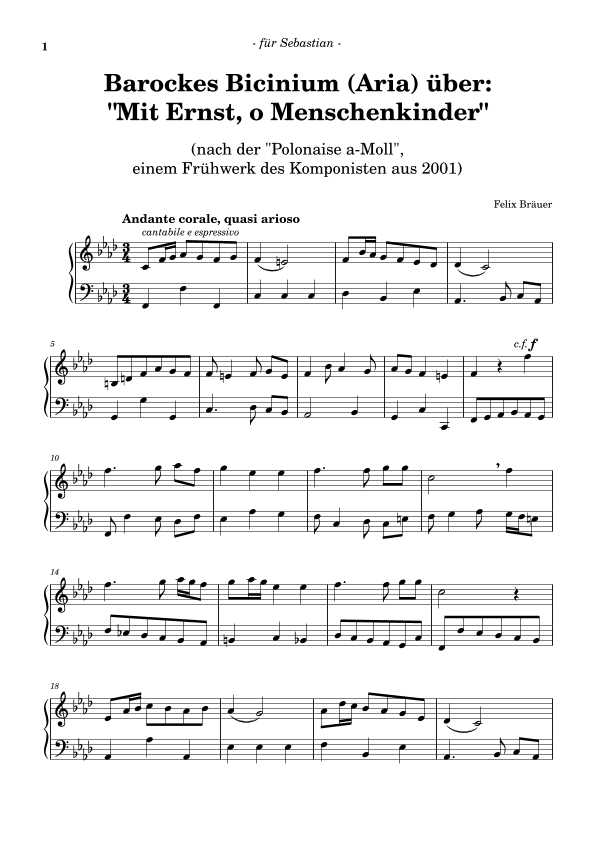 Barockes Bicinium (Aria) über: "Mit Ernst, o Menschenkinder"