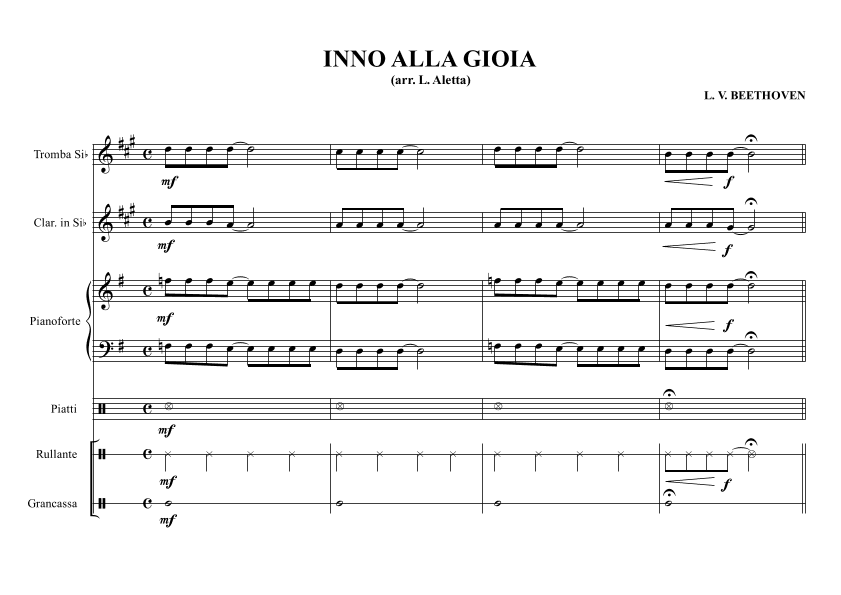 Inno alla gioia - Score Only (arr. Luca Aletta)