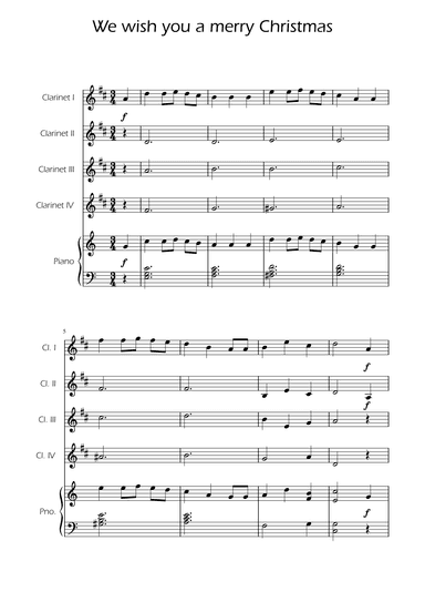 We Wish You a Merry Christmas - Clarinet Quartet w/ Piano (arr. Ygor Nunes)