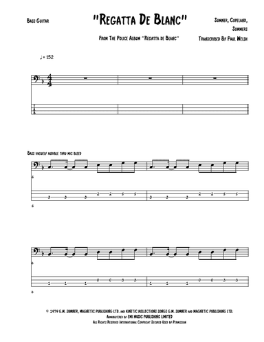 Regatta De Blanc (arr. P Welsh)