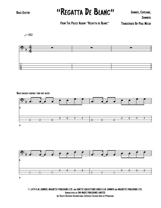 Regatta De Blanc (arr. P Welsh)