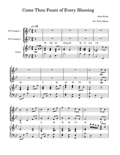 Come Thou Fount of Every Blessing (Trumpet Duet) (arr. Tyler Adams)