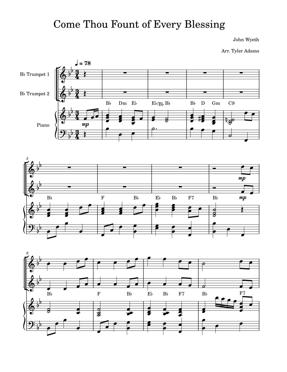 Come Thou Fount of Every Blessing (Trumpet Duet) (arr. Tyler Adams)