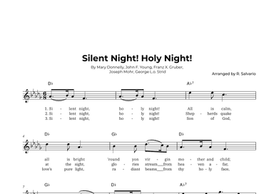 Silent Night! Holy Night! (Key of D-Flat Major) (arr. R. Salvario)