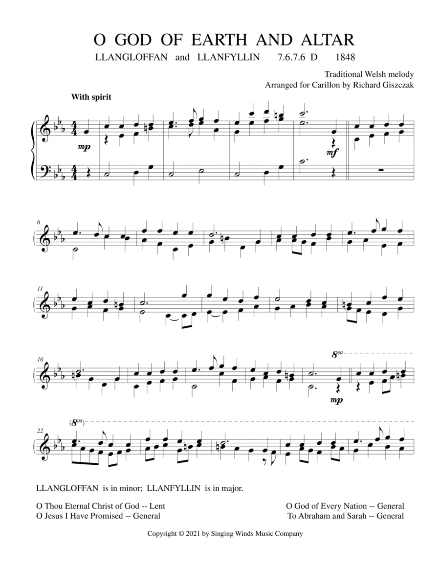O God of Earth and Altar (LLANGLOFFAN) (arr. Richard Giszczak)