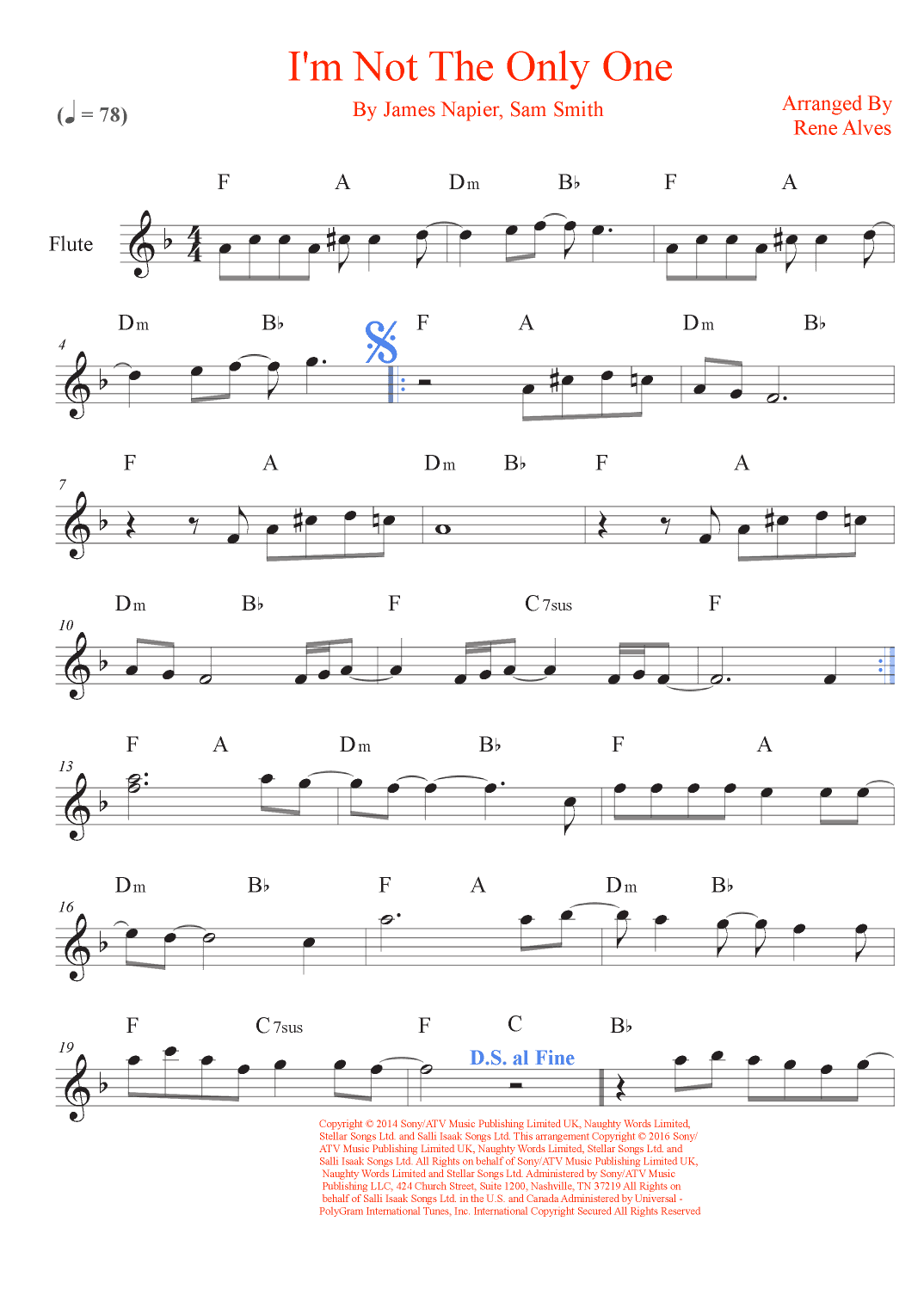 I'm Not The Only One (arr. Rene Alves)