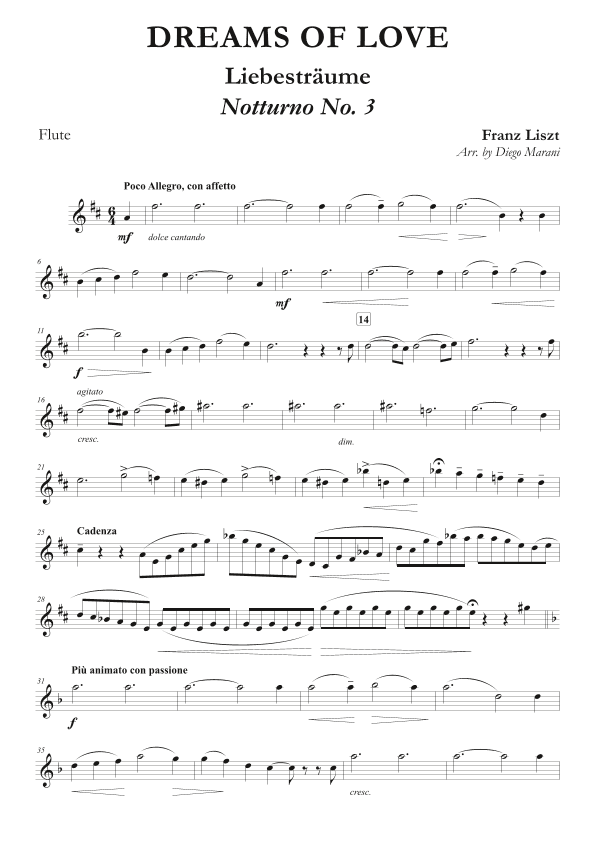 Dreams of Love No. 3 for Flute and Piano (arr. Diego Marani)